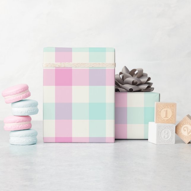 Cotton Candy Gingham - Wrapping Paper Presentpapper (Baby Shower)