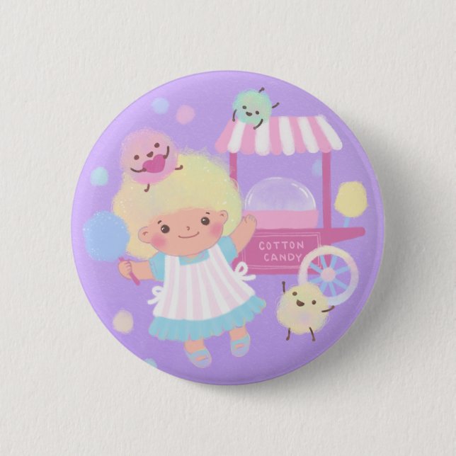 Cotton Candy Girl med Sweet Fluffy Monsters Knapp (Framsida)