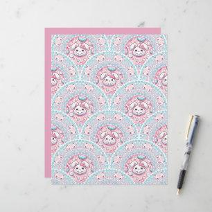 Cotton Candy Kawaii Bunny Mandala Art Deco Papper
