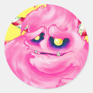 Cotton Candy Monster Stickers Runt Klistermärke