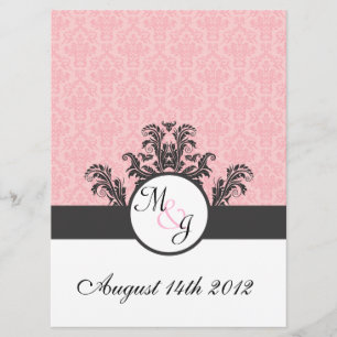 Cotton Candy Rosa Damask Wedding Inbjudningar
