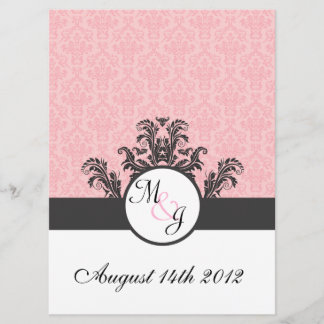 Cotton Candy Rosa Damask Wedding Inbjudningar