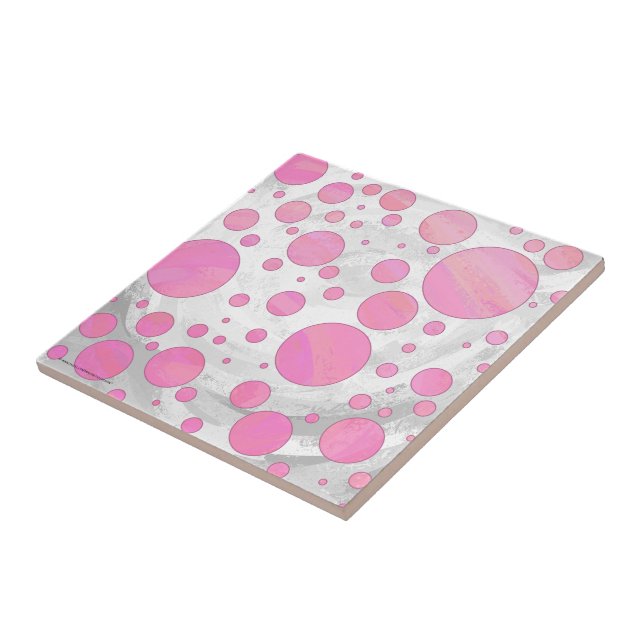 Cotton Candy Rosa Polka Dot Kakelplatta (Sidan)