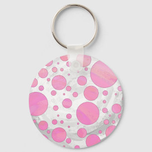 Cotton Candy Rosa Polka Dot Nyckelring