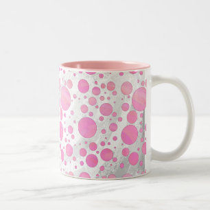 Cotton Candy Rosa Polka Dot Två-Tonad Mugg