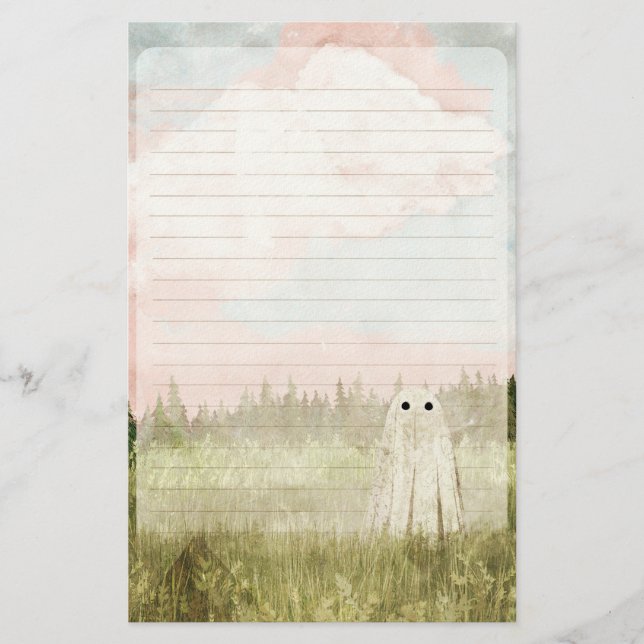 Cotton Candy Skies - Cute Ghost Lined Brevpapper (Framsida)