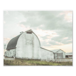 Cotton Candy Sunset Rural Whitewzed Barn Fototryck