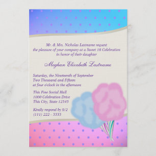 Cotton Candy Sweet sixteen Birthday Inbjudningar