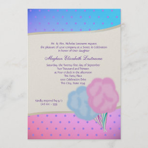 Cotton Candy Sweet sixteen Birthday Inbjudningar