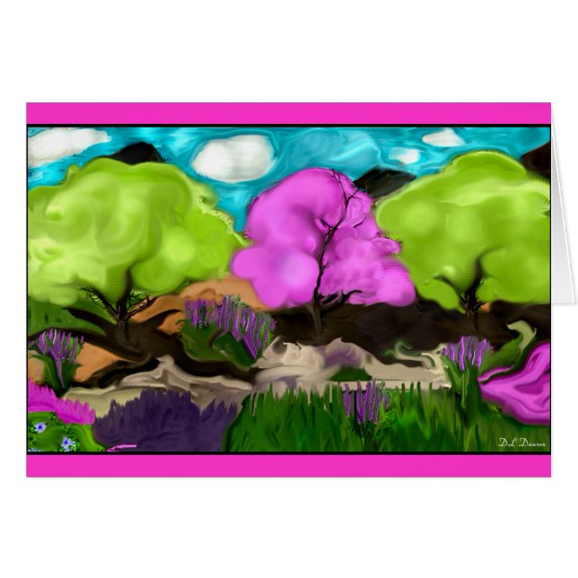 Cotton Candy Tress Abstrakt Art Hälsningskort (Framsidan Horizontal)