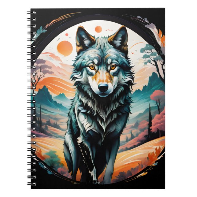 "Cotton Candy Wolf" Art Spiral Notebook Anteckningsbok (Framsidan)