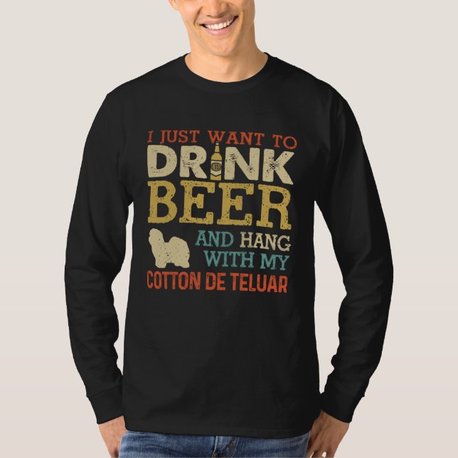 Cotton De Teluar Dad Drink Beer Hang With Dog  Vin T Shirt (Framsida)