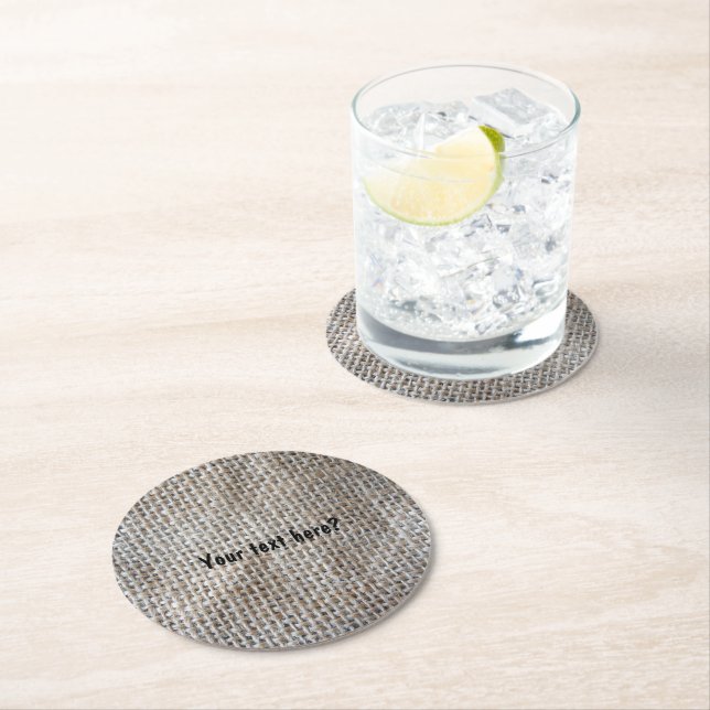 Cotton Fabric Linen Grått Burlap Natural Mönster Underlägg Papper Rund (Insitu)