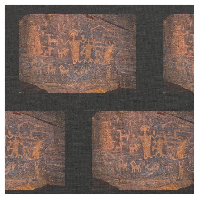 Cotton Fabric Southwest Petroglyph Tyg (Närbild)