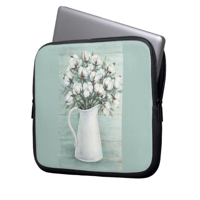 Cotton Flowers Farmhouse Electronics Travel Bag Laptop Fodral (Framsidan Vänster)