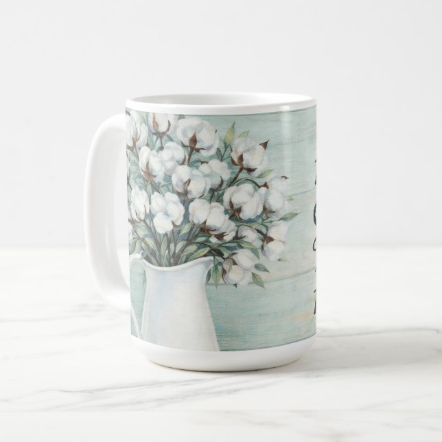 Cotton Flowers Farmhouse Rustic Coffee Mug Kaffemugg (Framsida vänster)