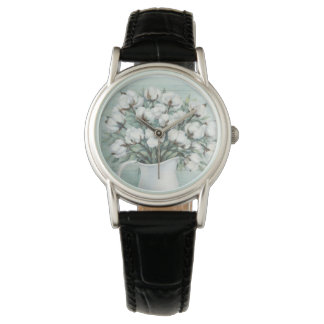 Cotton Flowers Farmhouse Rustic Watch Armbandsur