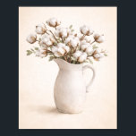Cotton Flowers in White Pitcher Neutral Farmhous Poster<br><div class="desc">Add timeless farmhouse charm to your home with this cotton flowers wall art featuring a classic white ceramic pitcher filled with soft cotton stems and subtle greenery. Designed on a warm neutral background, this piece blends modern farmhouse simplicity with cozy cottage style. Perfect for kitchens, dining areas, entryways, or bedroom...</div>