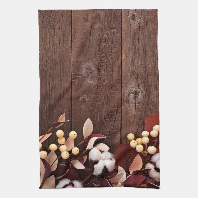 Cotton Gren i köket på Mörk Wood Stem Coun Kökshandduk (Vertikal)