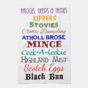 Cotton Kitchen Towel - Scottish Food Namn Kökshandduk