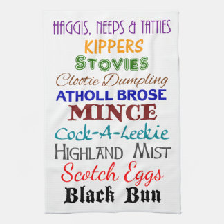 Cotton Kitchen Towel - Scottish Food Namn Kökshandduk
