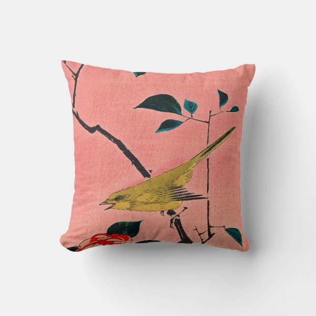 COTTON PILLOW PERSONLIG INITIAL JAPANESE BIRD KUDDE (Framsida)