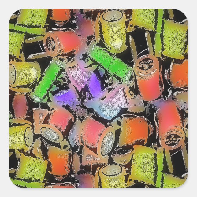 COTTON REELS MÖNSTER STICKER FYRKANTIGT KLISTERMÄRKE (Framsida)