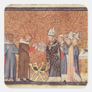 Cotton Tib B VIII f.47 Coronation Scene Fyrkantigt Klistermärke