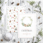 Cotton Winter Greenery Wandey God jul Holi Julkort<br><div class="desc">Tittar du ett vackert, enkelt och elegant helgdag kort? Titta bara på vårt Helgdag i Cotton Winter Greenery Wandey God jul-skript! Det här bedövningskortet har en lös krans av festila bomullsborrar med vattenfärg och vintergrej, med "God jul-meddelandet skrivet i en populär brokig kalligrafi och serif font duo. Kortet kan vara...</div>