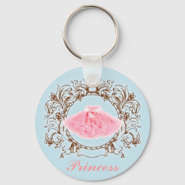 CottonCandy Färg Rosa tutu Blue Princess Keychain Nyckelring (Framsida)