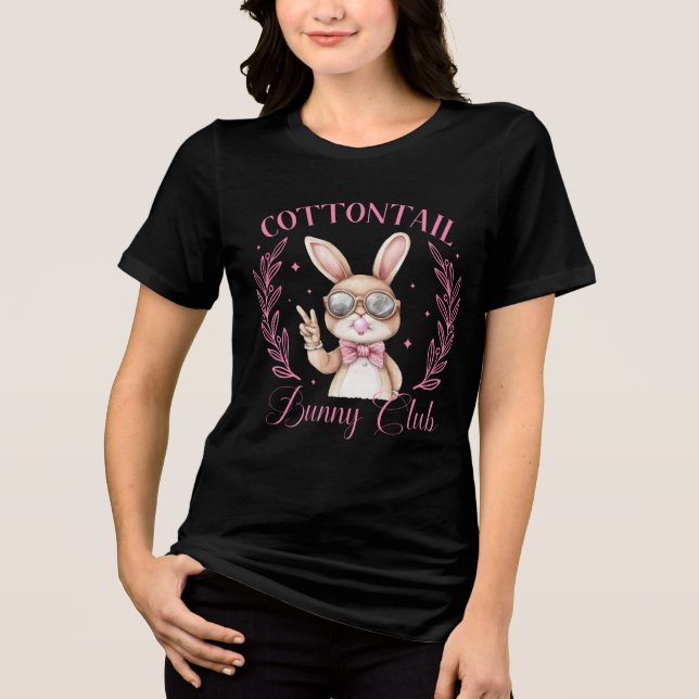 Cottontail Bunny Club | Cute Spring  T Shirt (Framsida)