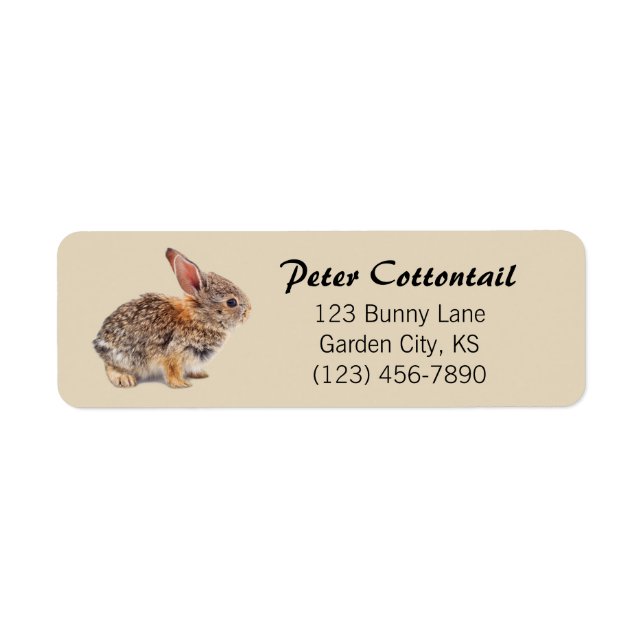 Cottontail Rabbit adress Returadress Etikett (Framsidan)