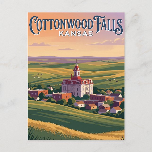 Cottonwood Falls Kansas Vykort (Framsida)