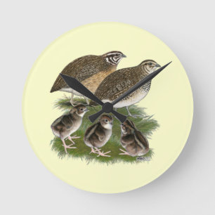 Coturnix Quail Family Rund Klocka
