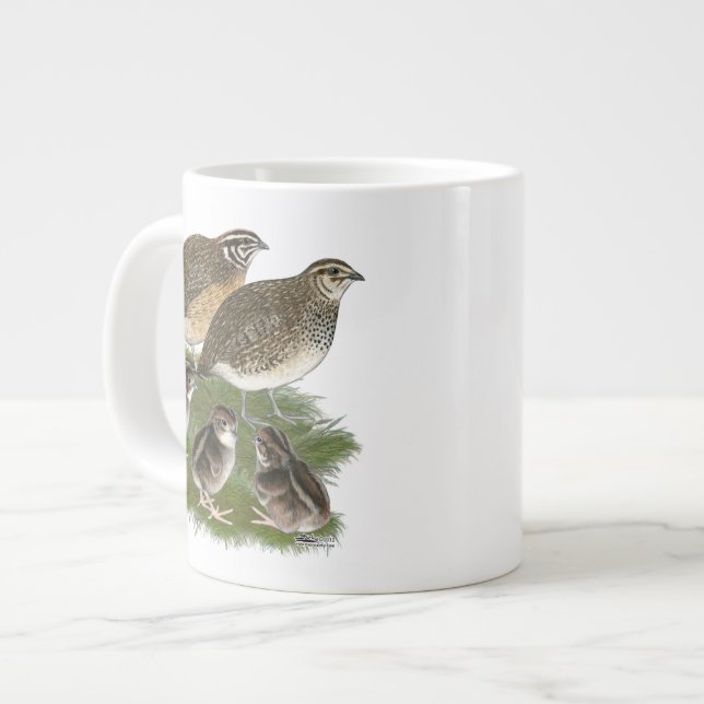 Coturnix Vaktelfamilj Jumbo Mugg (Framsida vänster)