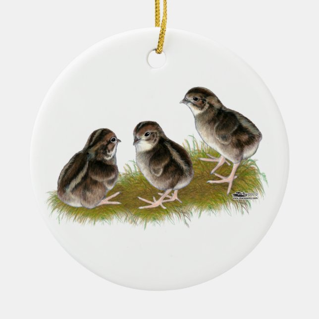 Coturnix-vaktelkycklingar Julgransprydnad Keramik (Framsidan)