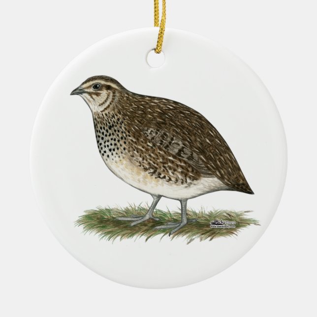 CoturnixQuailhöna Julgransprydnad Keramik (Framsidan)