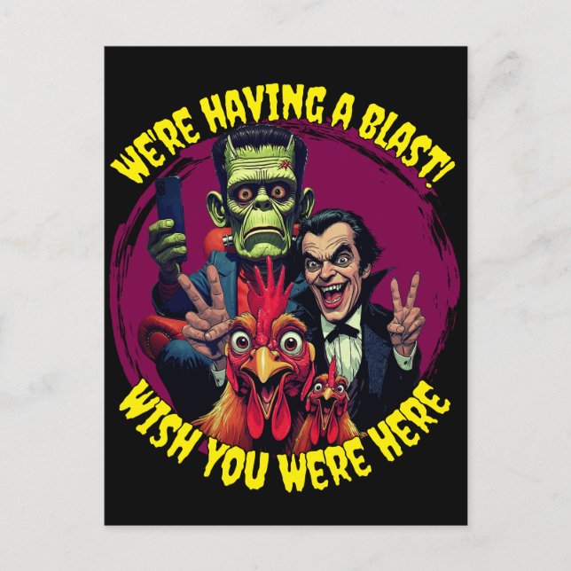  "Couch Cryptid Selfie" Cheesy Chicken Vykort (Framsida)