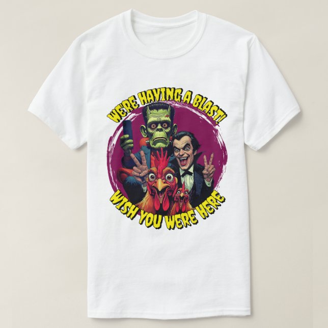  "Couch Cryptid Selfie Tee" Cheesy Chicken T Shirt (Design framsida)