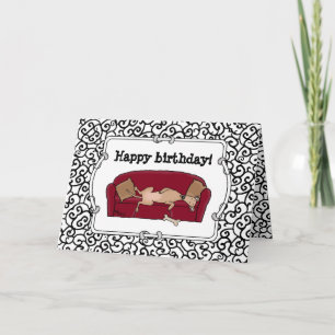Couch Greyhound (fawn) Hund Lazy Sleeping Funny Kort