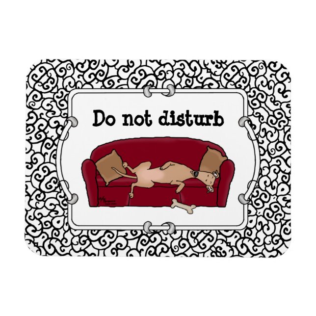 Couch Greyhound (fawn) Hund Lazy Sleeping Funny Magnet (Horisontell)