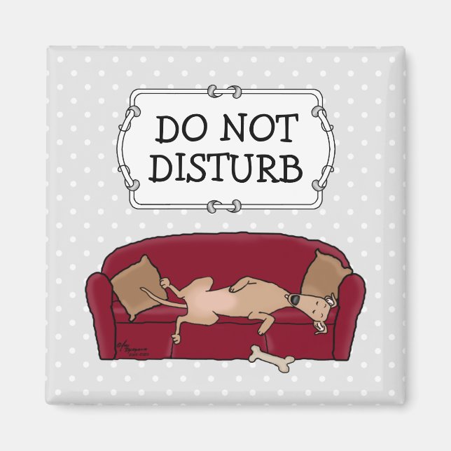 Couch Greyhound (fawn) Hund Lazy Sleeping Funny Magnet (Framsidan)
