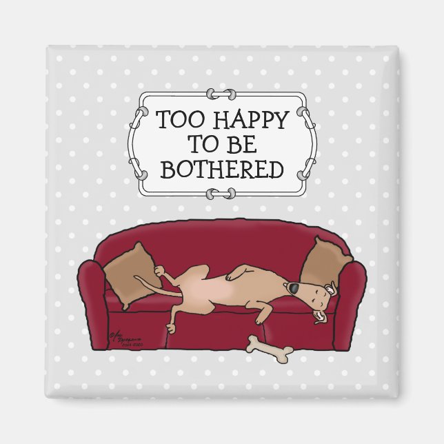 Couch Greyhound (fawn) Hund Lazy Sleeping Funny Magnet (Framsidan)