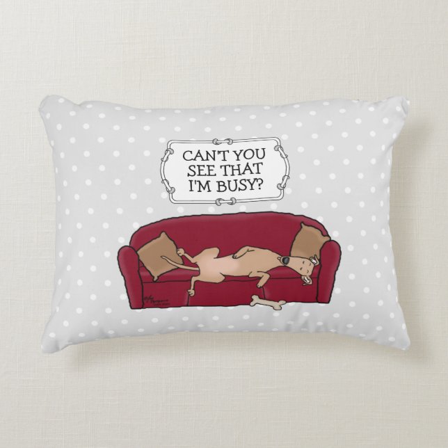 Couch Greyhound (fawn) Hund Lazy Sleeping Funny Prydnadskudde (Framsidan)