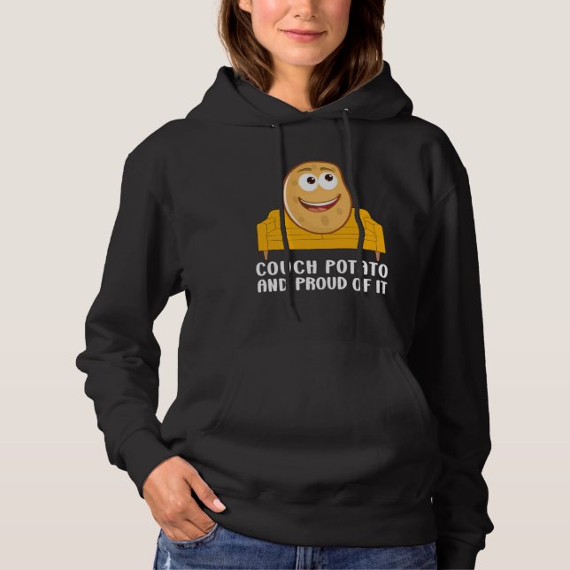 Couch Potato And Proud Of It TV Addicts Fun Sarcas T Shirt (Framsida)