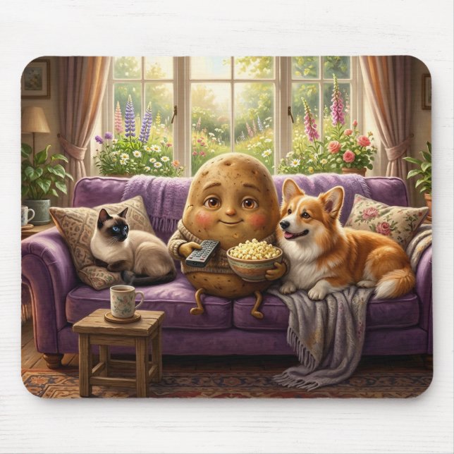 Couch Potato Corgi och katt Musmatta (Framsidan)