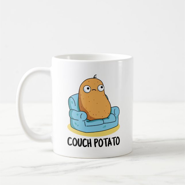 Couch Potato Funny Potato Pun Kaffemugg (Vänster)
