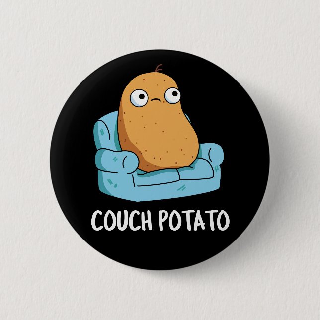 Couch Potato Funny Potato Pun Mörk BG Knapp (Framsida)