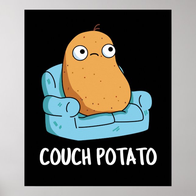 Couch Potato Funny Potato Pun Mörk BG Poster (Framsidan)