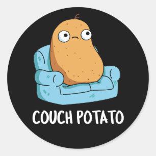Couch Potato Funny Potato Pun Mörk BG Runt Klistermärke